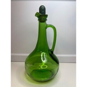 Vtg Green Glass Wine World Bottle Jug Decanter MCM Boho 1970S Beringer Vineyard